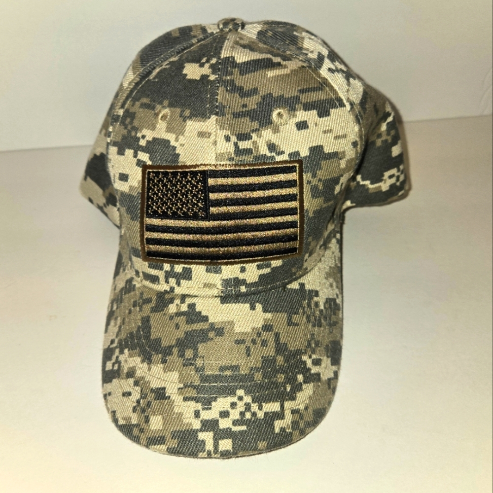 KYS Design Men's OSFM Camo American Flag Adjustable Hat